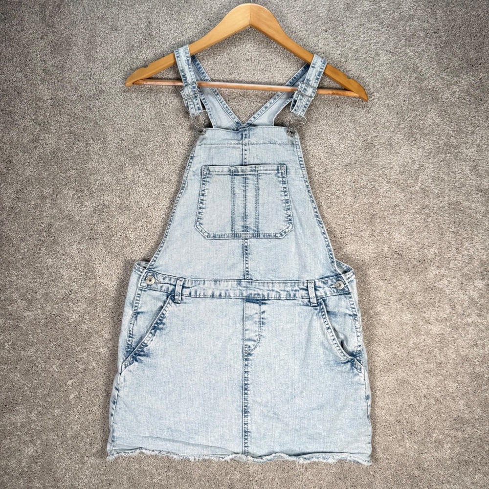 OshKosh B'gosh Girls Light Wash Denim Overall Skirt Jumper Size 14 Acid Wash